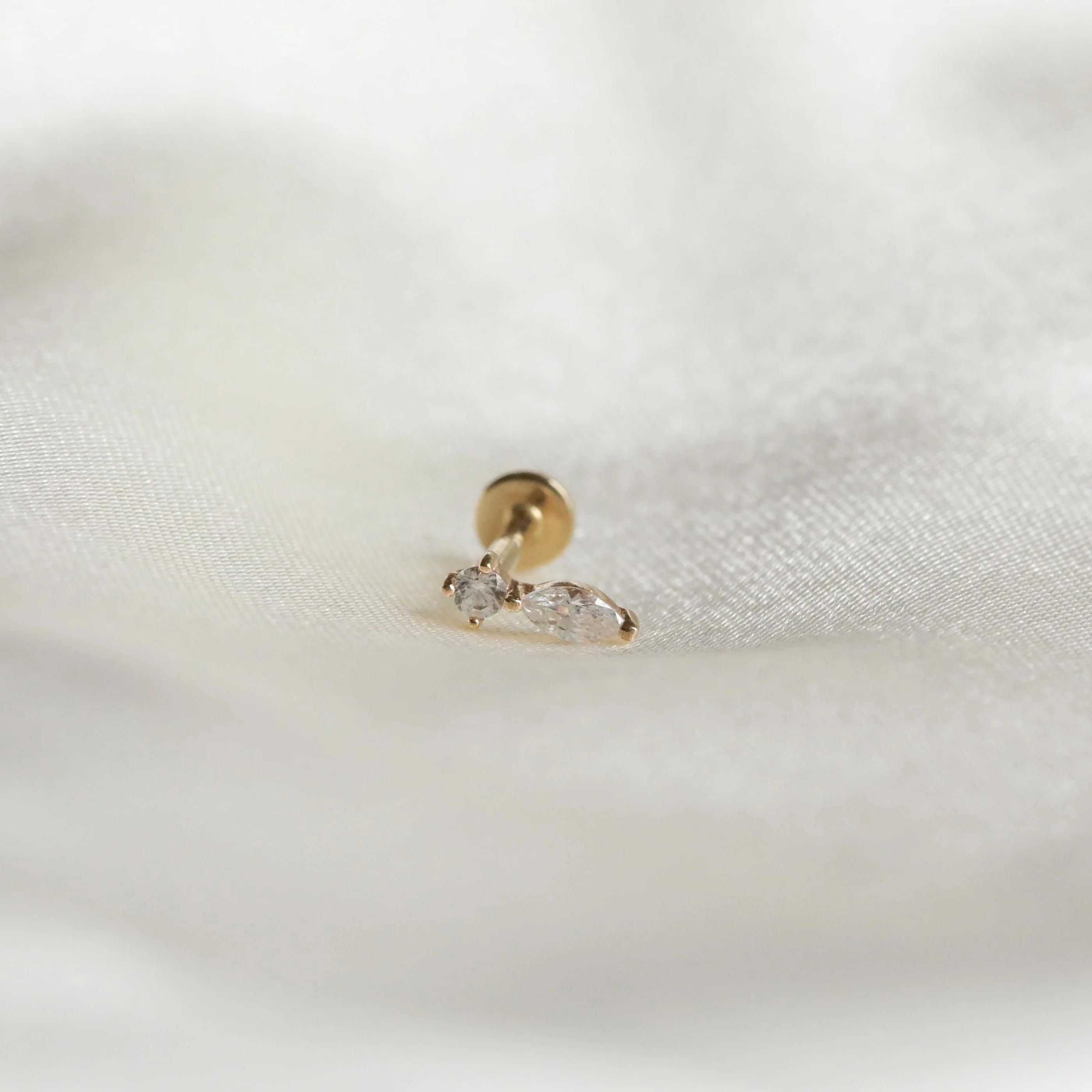 Solid Gold Teardrop Piercing Stud - Image 4