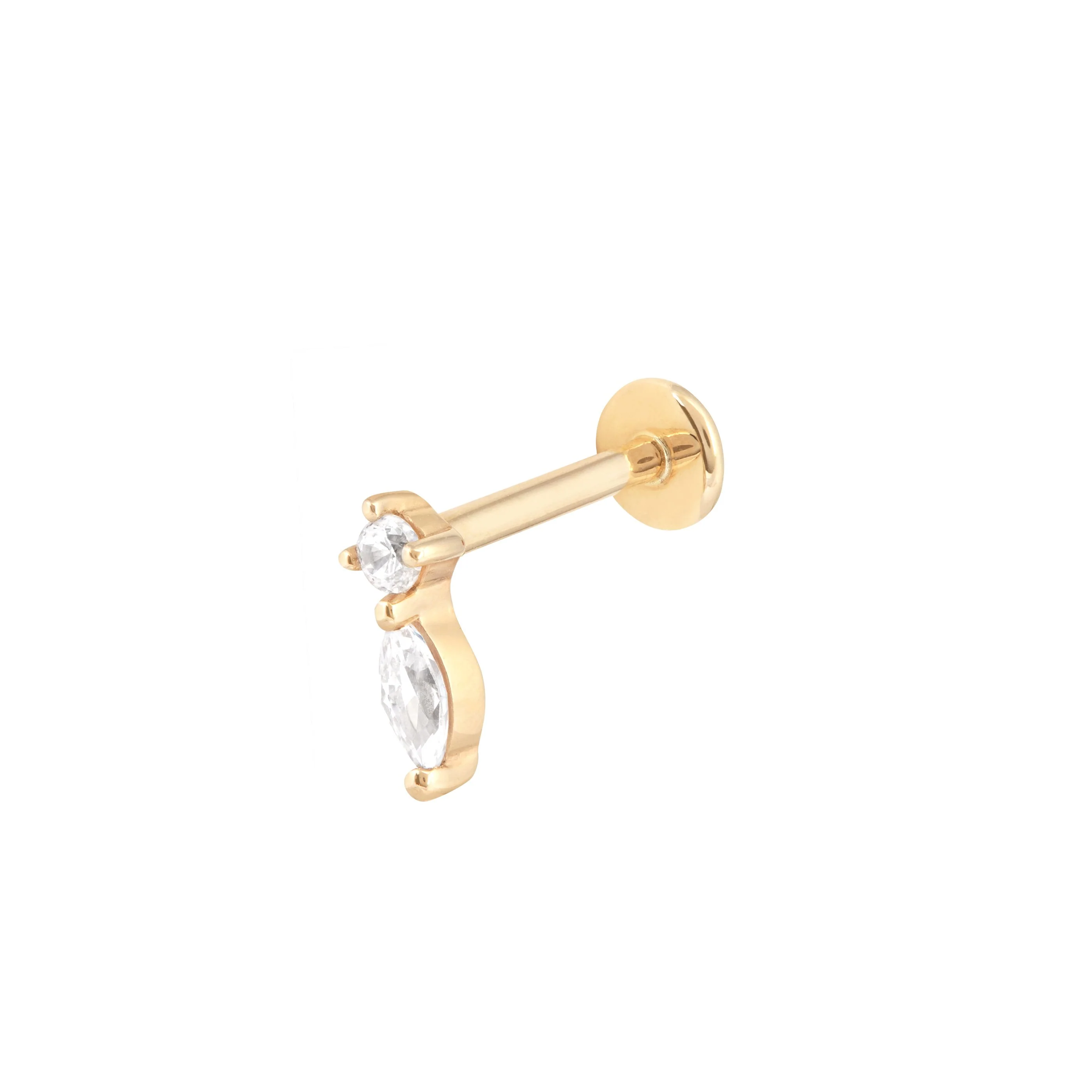 Solid Gold Teardrop Piercing Stud - Image 7