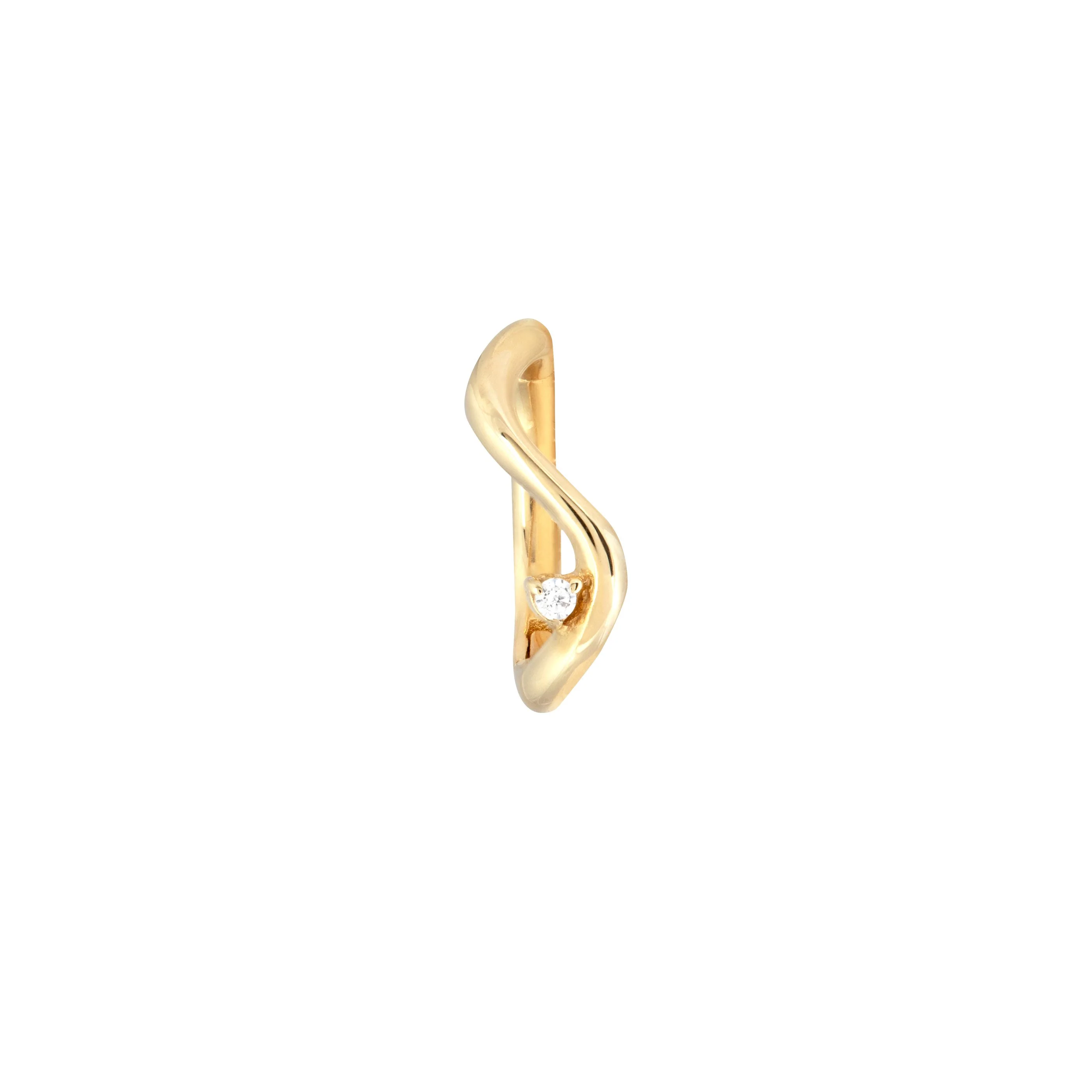 Solid Gold Wave Rook Hoop - Image 3