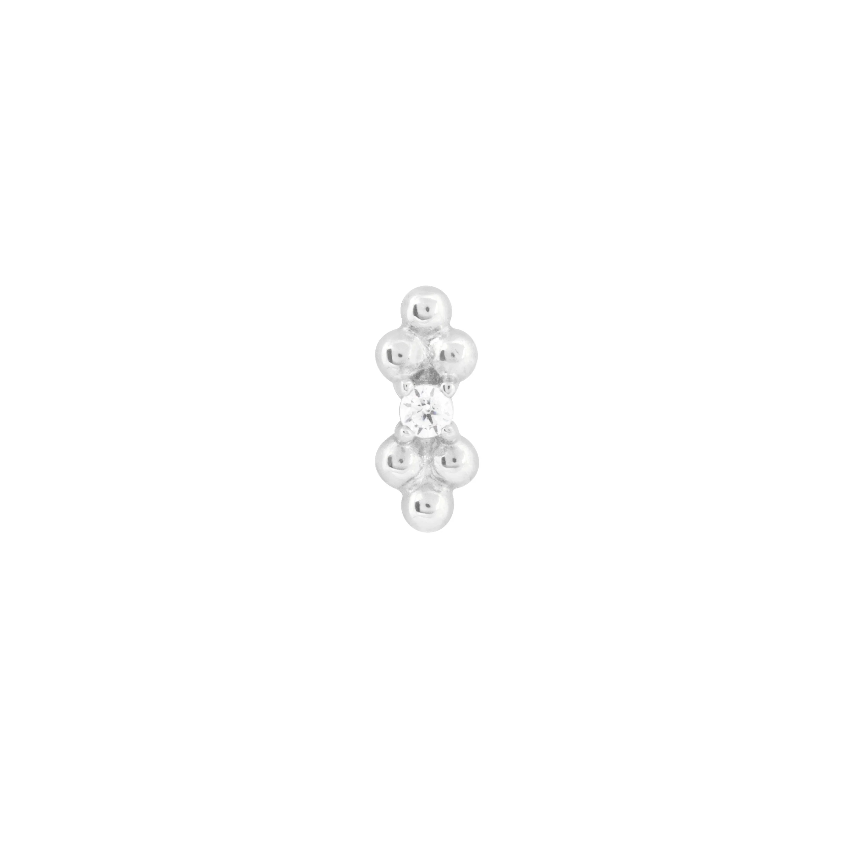 Solid White Gold Crystal Beaded Piercing Stud - Image 3
