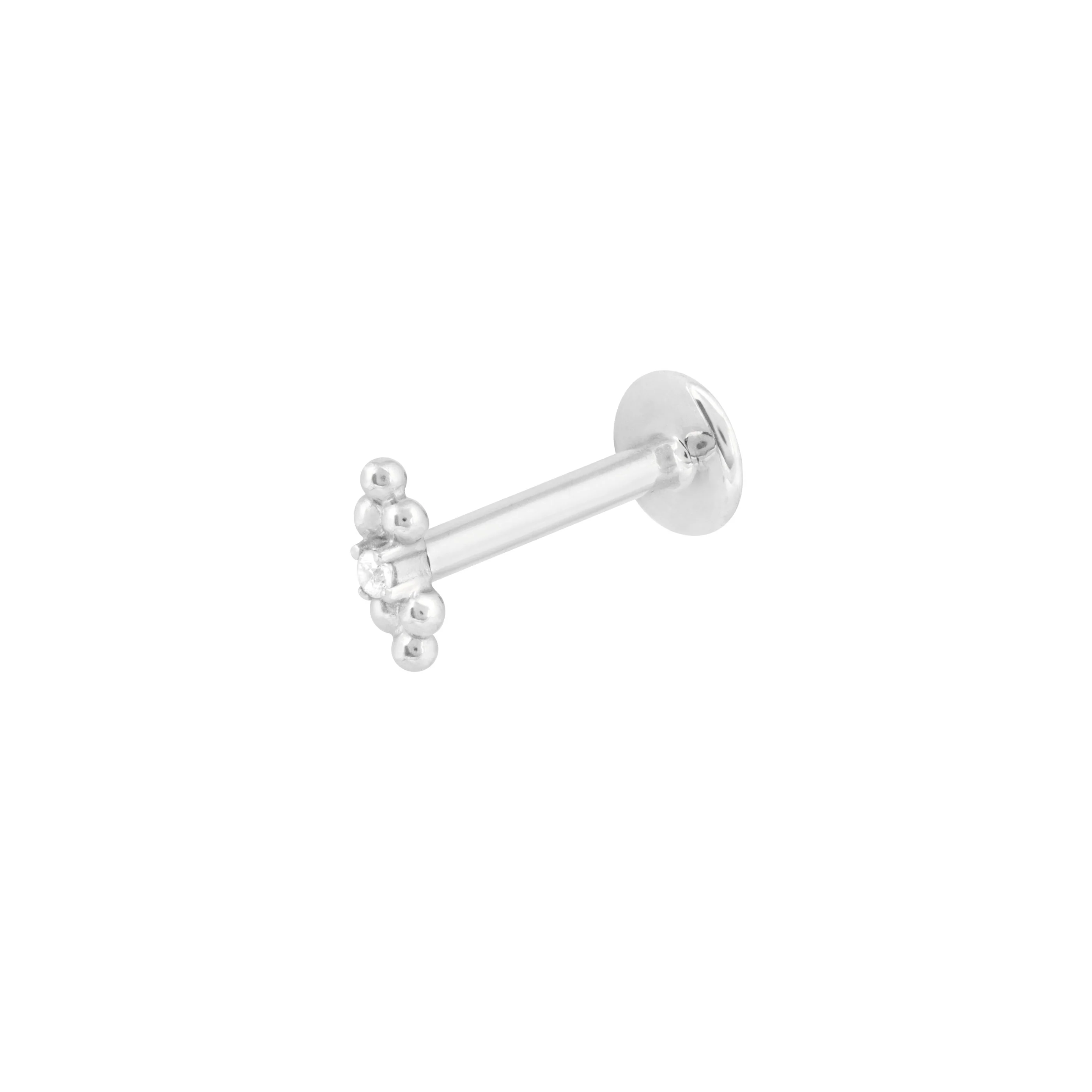 Solid White Gold Crystal Beaded Piercing Stud - Image 6