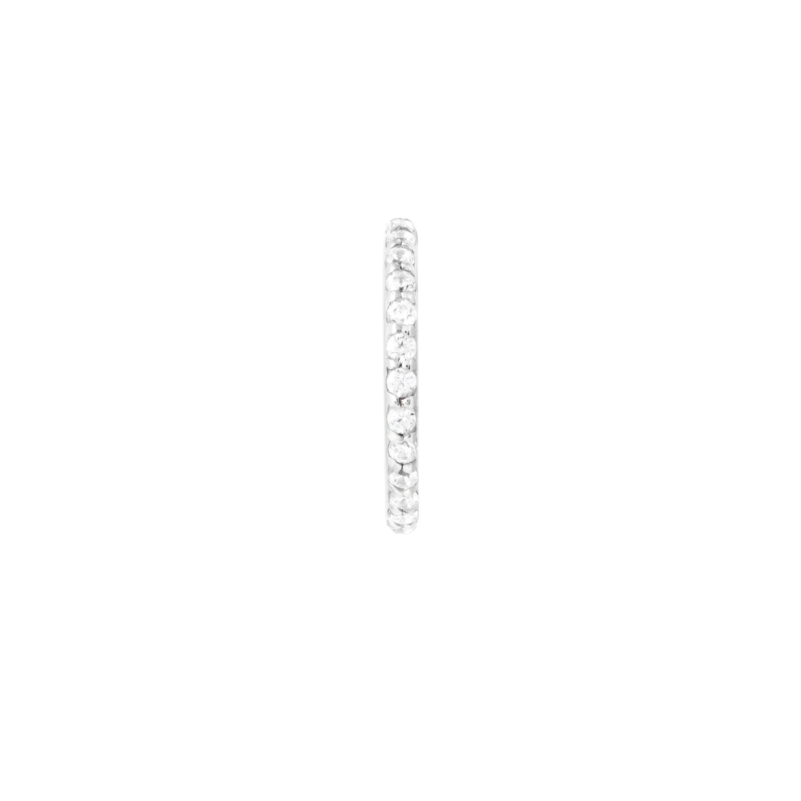 Solid White Gold Crystal Piercing Hoop - Image 3