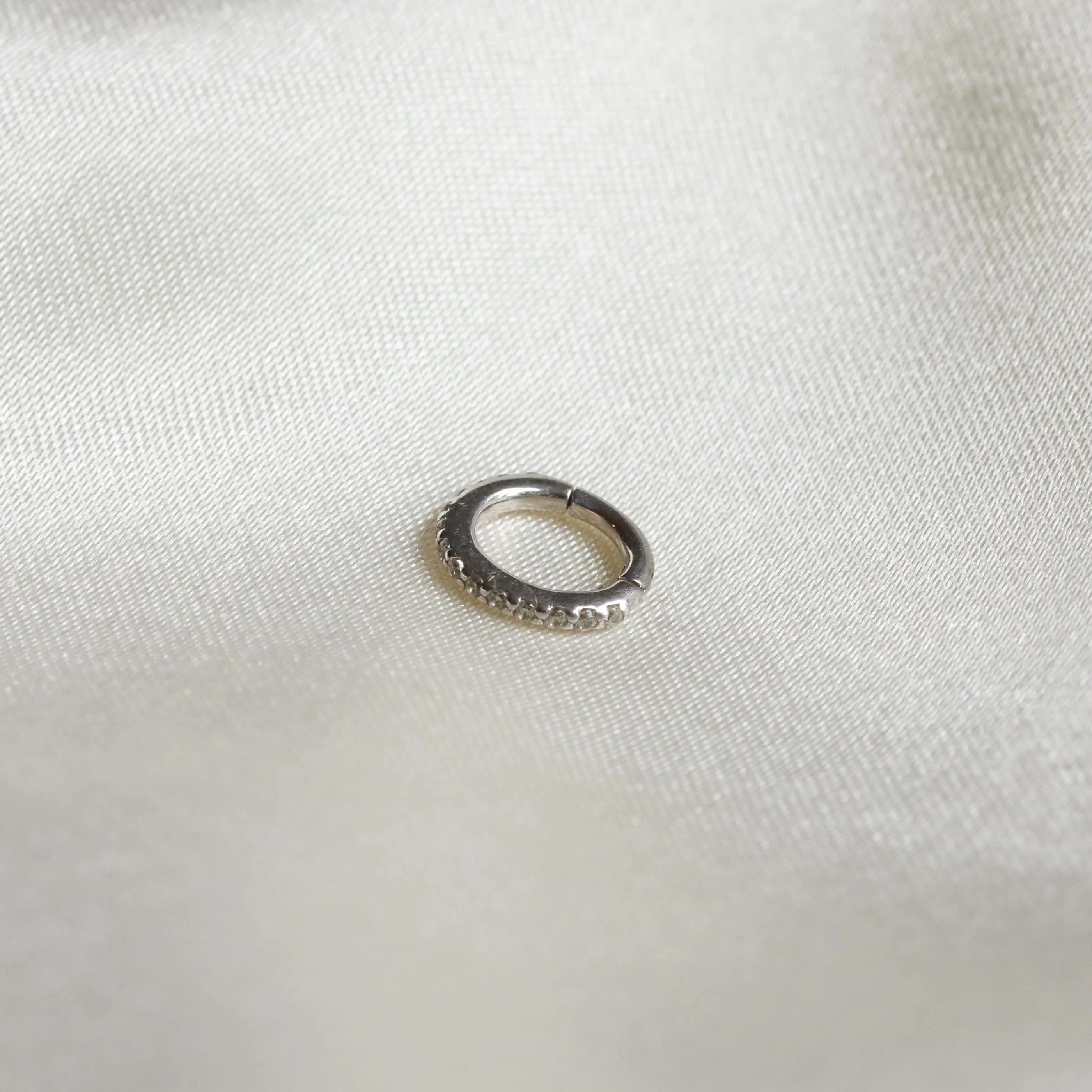 Solid White Gold Crystal Piercing Hoop - Image 4