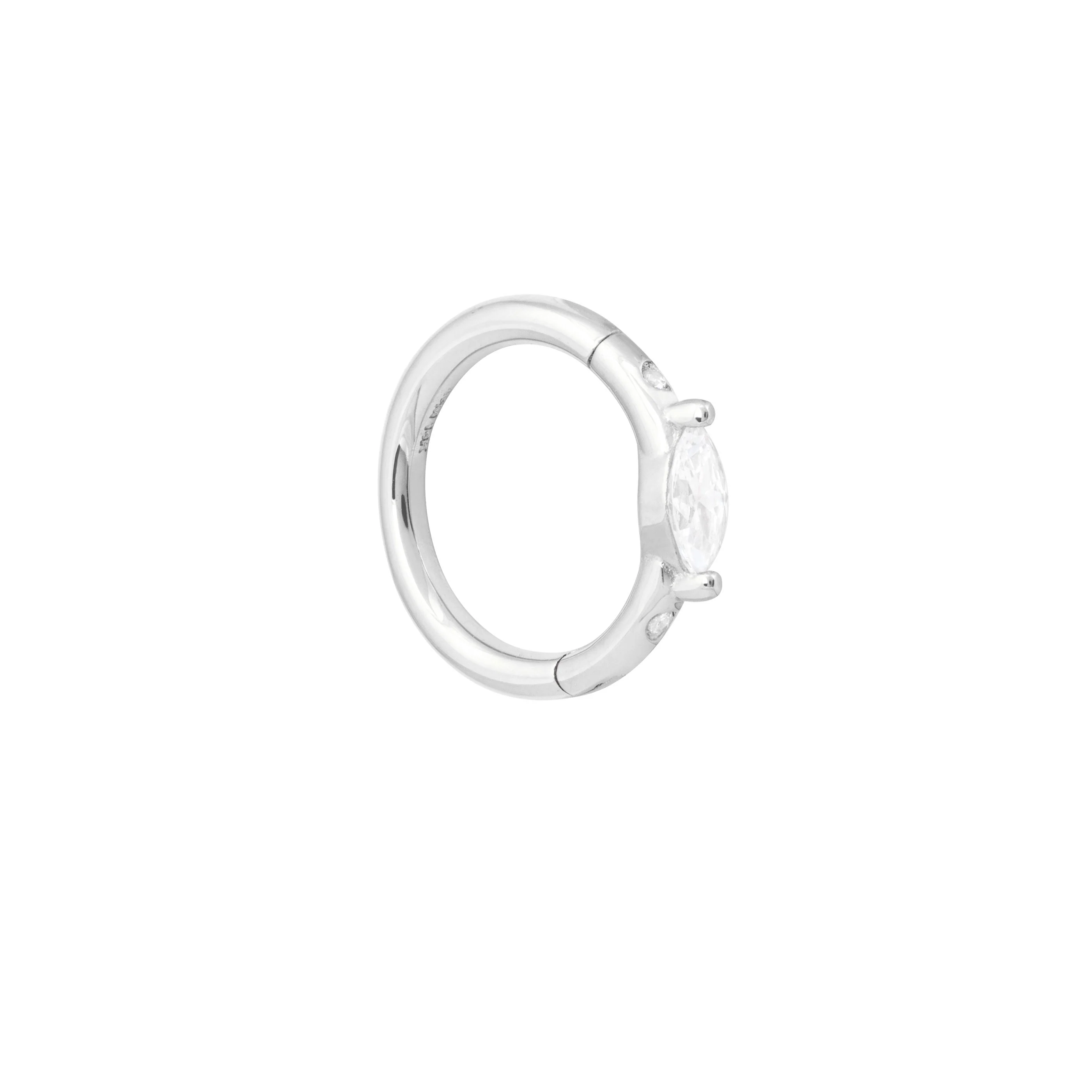 Solid White Gold Marquise Piercing Hoop - Image 5