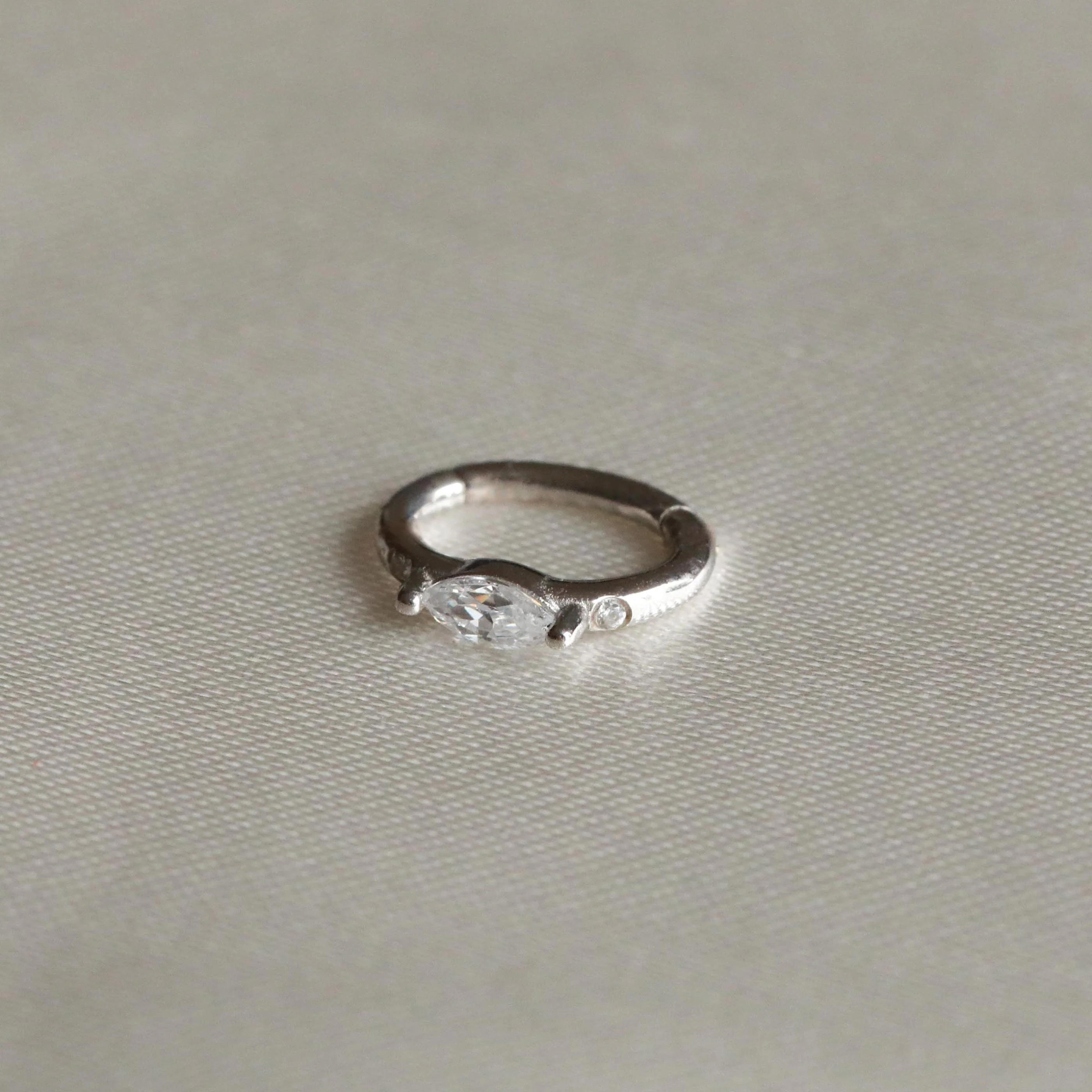 Solid White Gold Marquise Rook Hoop - Image 4