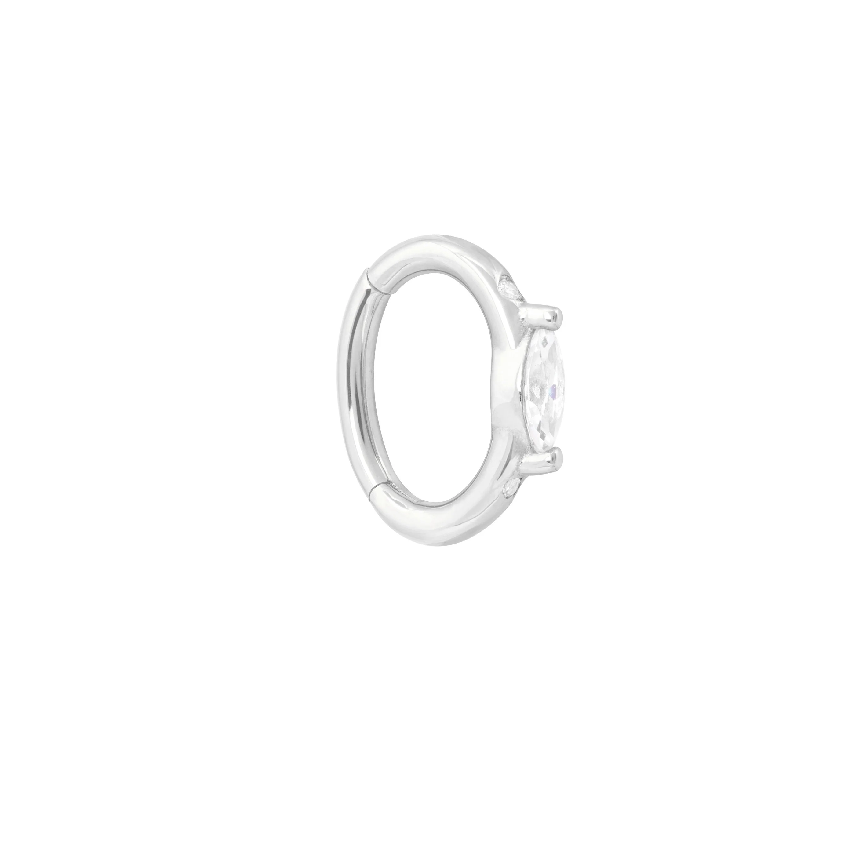 Solid White Gold Marquise Rook Hoop - Image 5