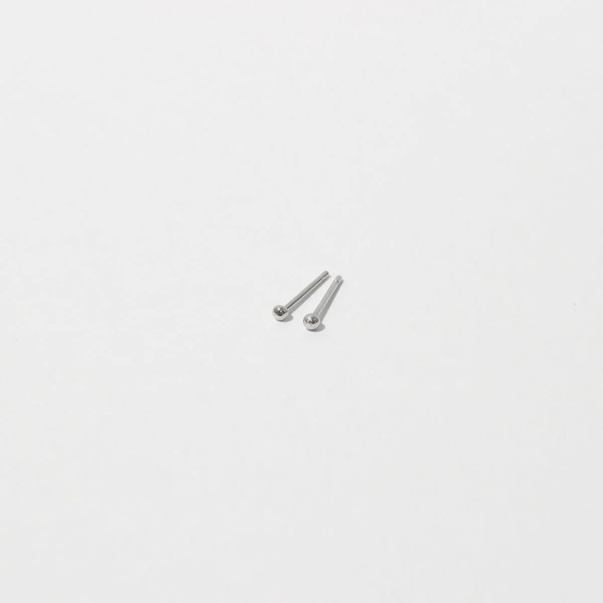 Small Ball Stud Earrings in Solid White Gold - Image 3
