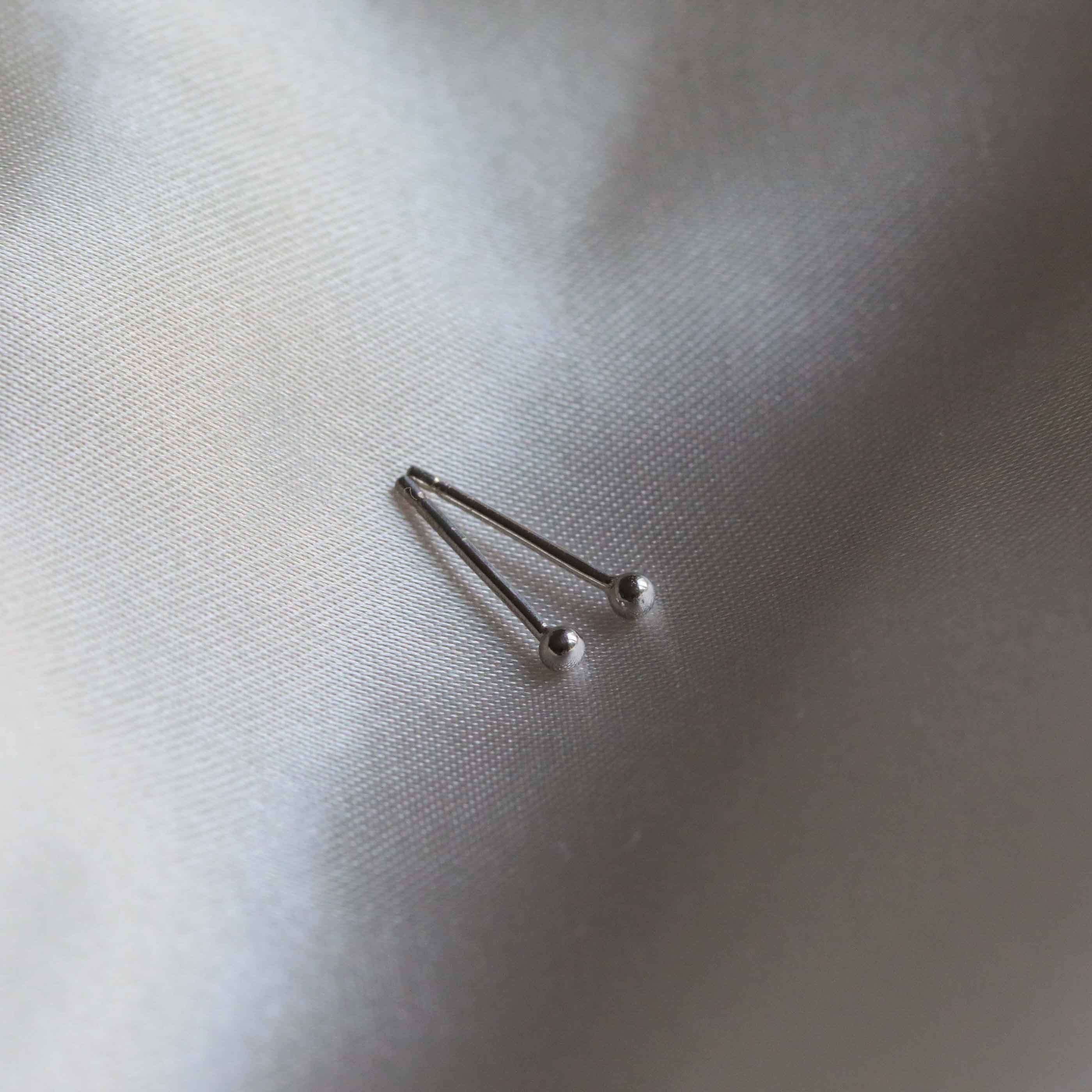 Small Ball Stud Earrings in Solid White Gold - Image 6