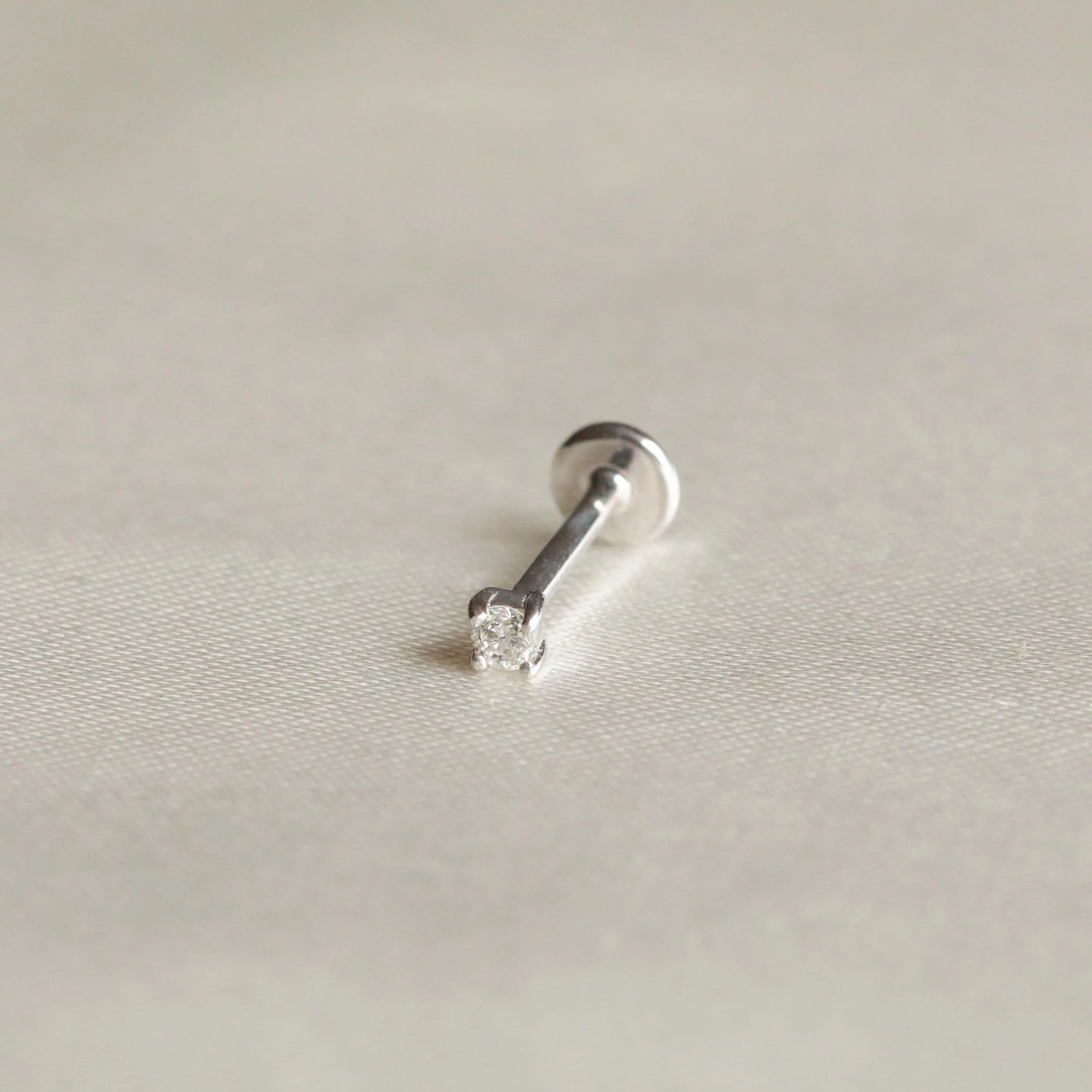 Solid White Gold Topaz Piercing Stud - Image 3