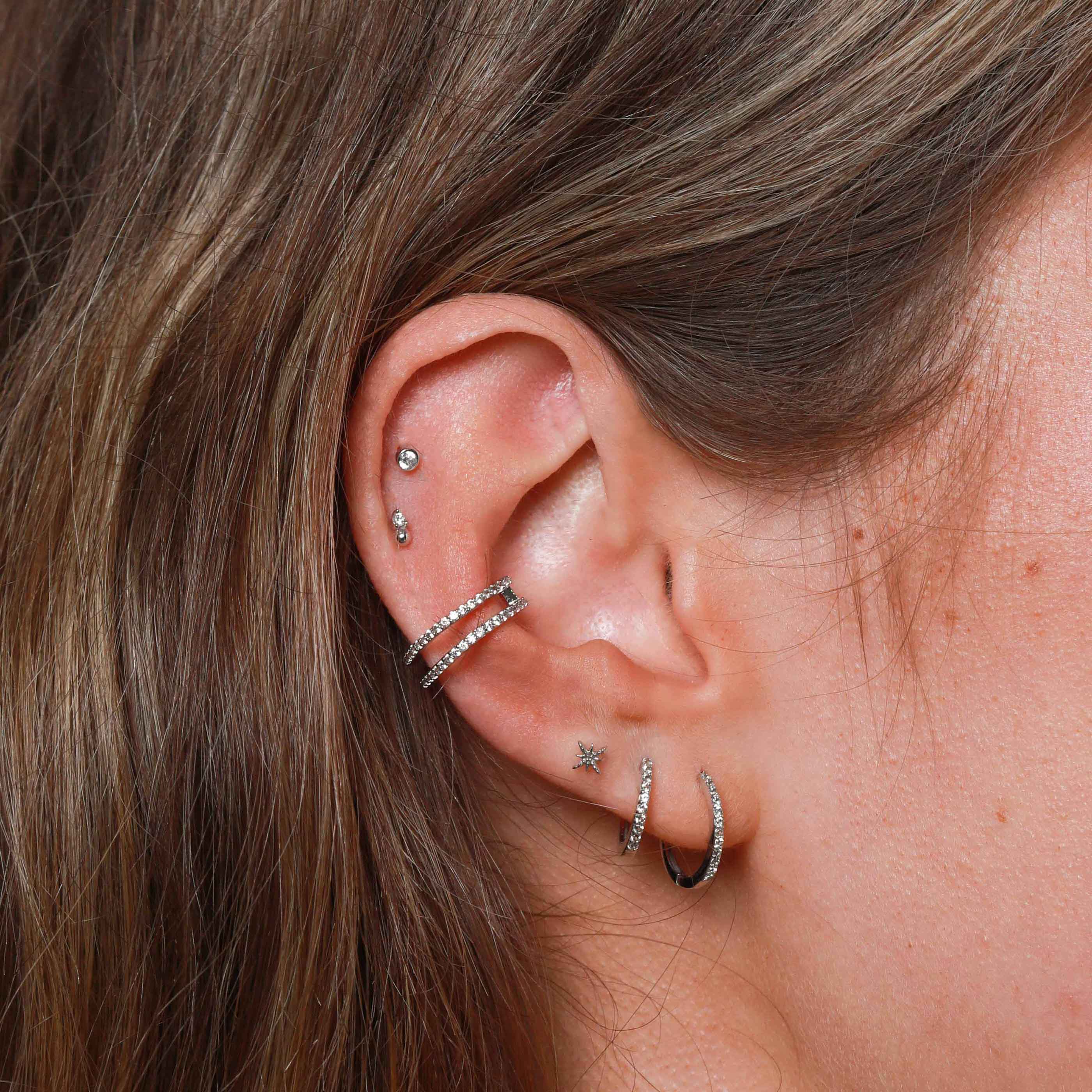 Twilight Stud Earrings in Solid White Gold - Image 4