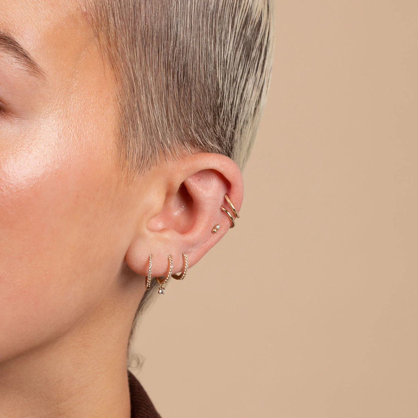 Topaz Charm Hoops in Solid Gold - Image 4