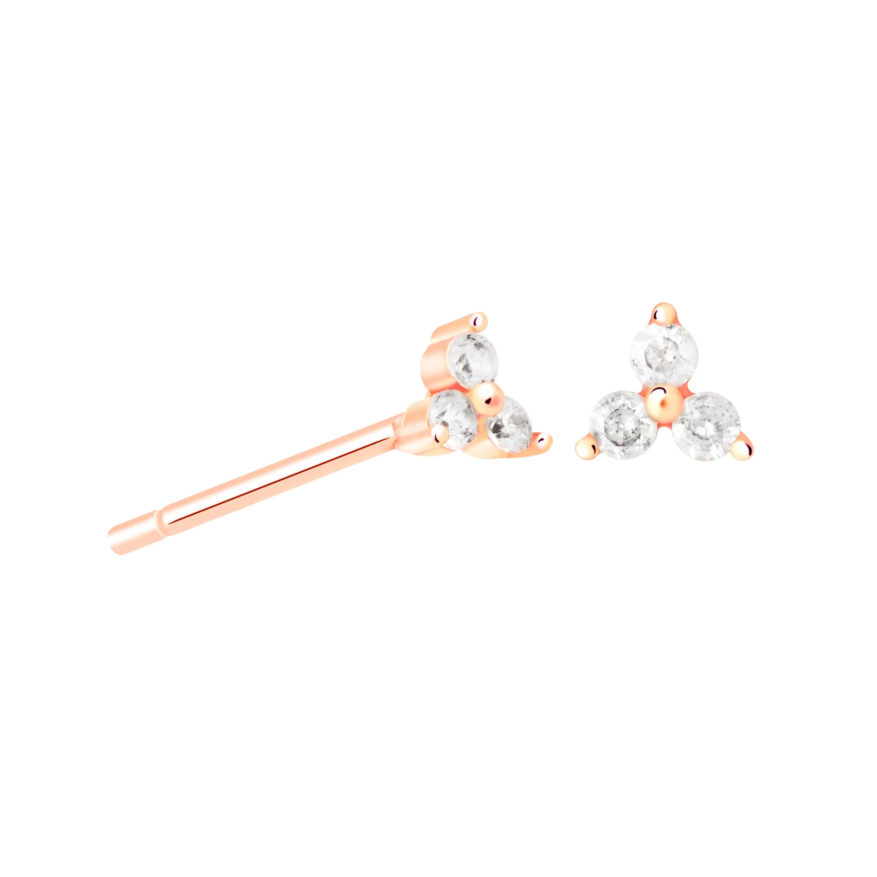 Triple Crystal Stud Earrings in Rose Gold - Image 5