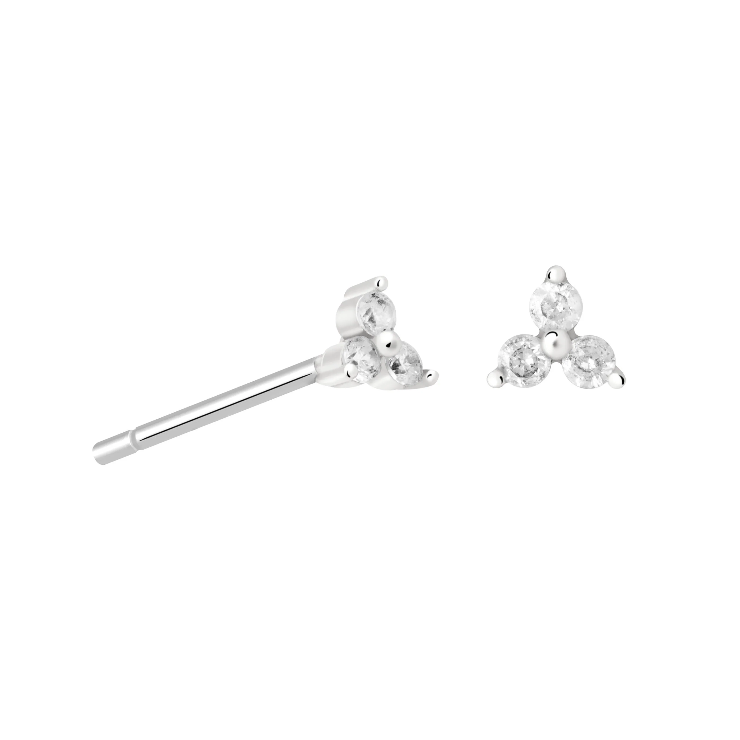 Triple Crystal Stud Earrings in Silver - Image 6