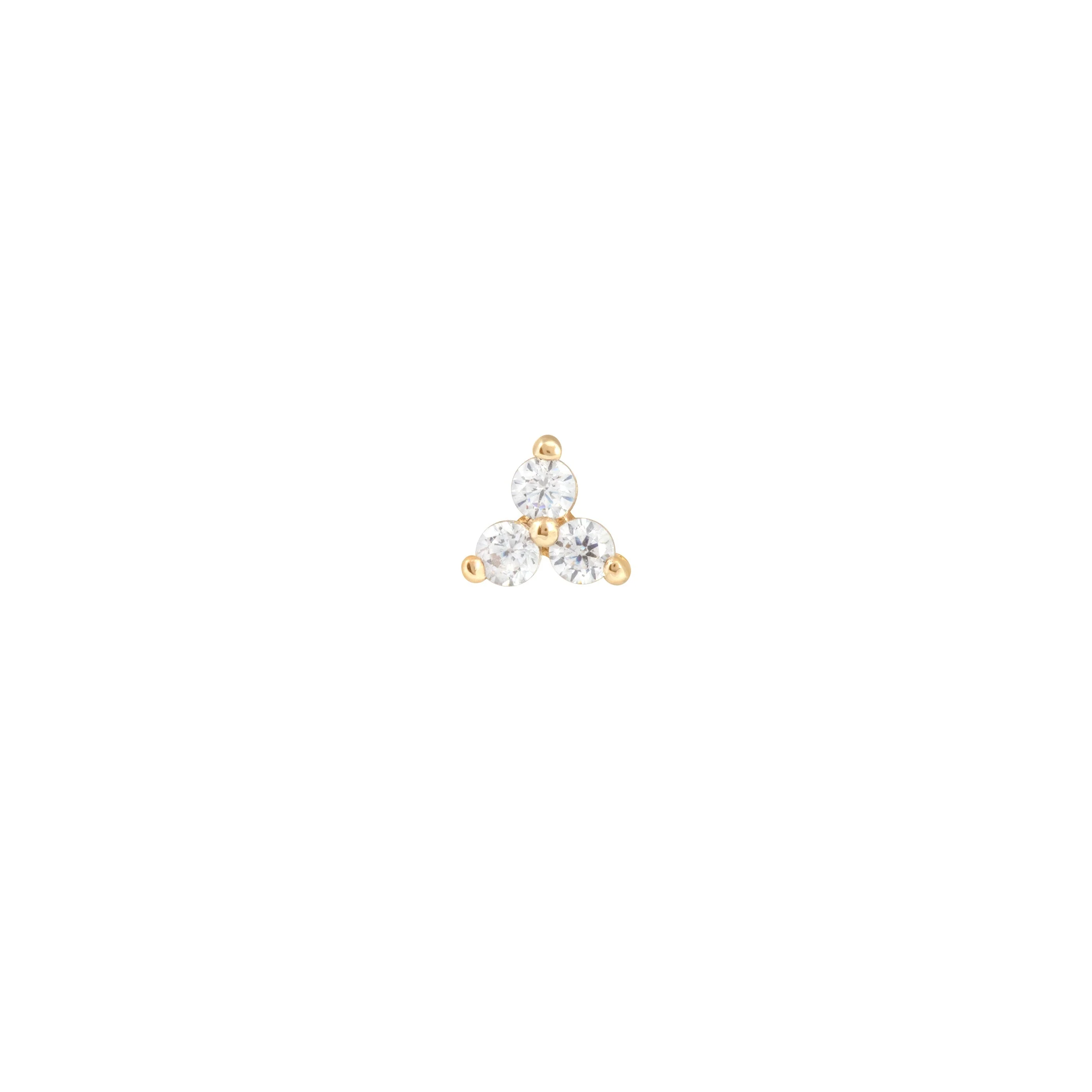 Triple Topaz Piercing Stud 6mm in Solid Gold - Image 4