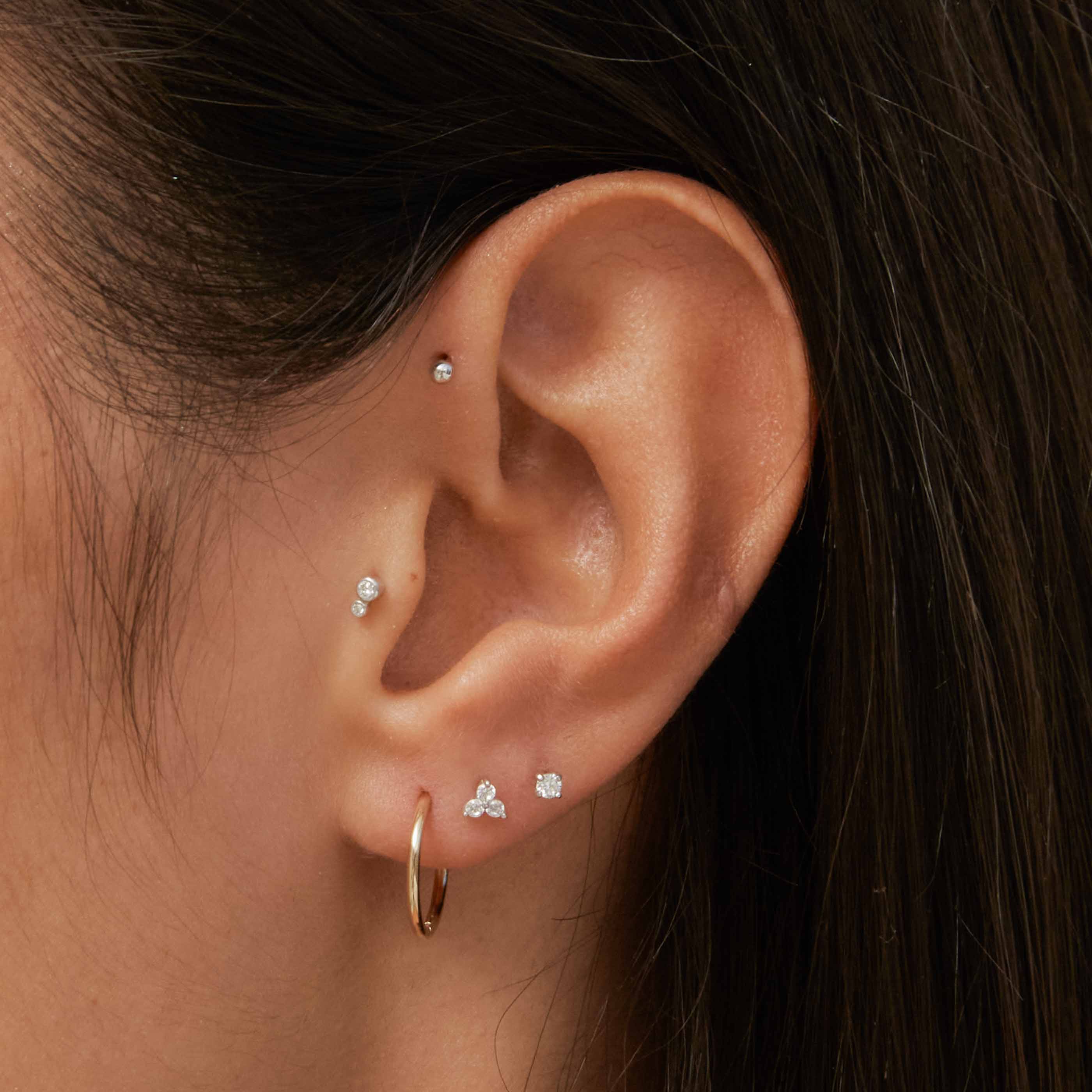 Triple Topaz Piercing Stud 6mm in Solid White Gold - Image 3