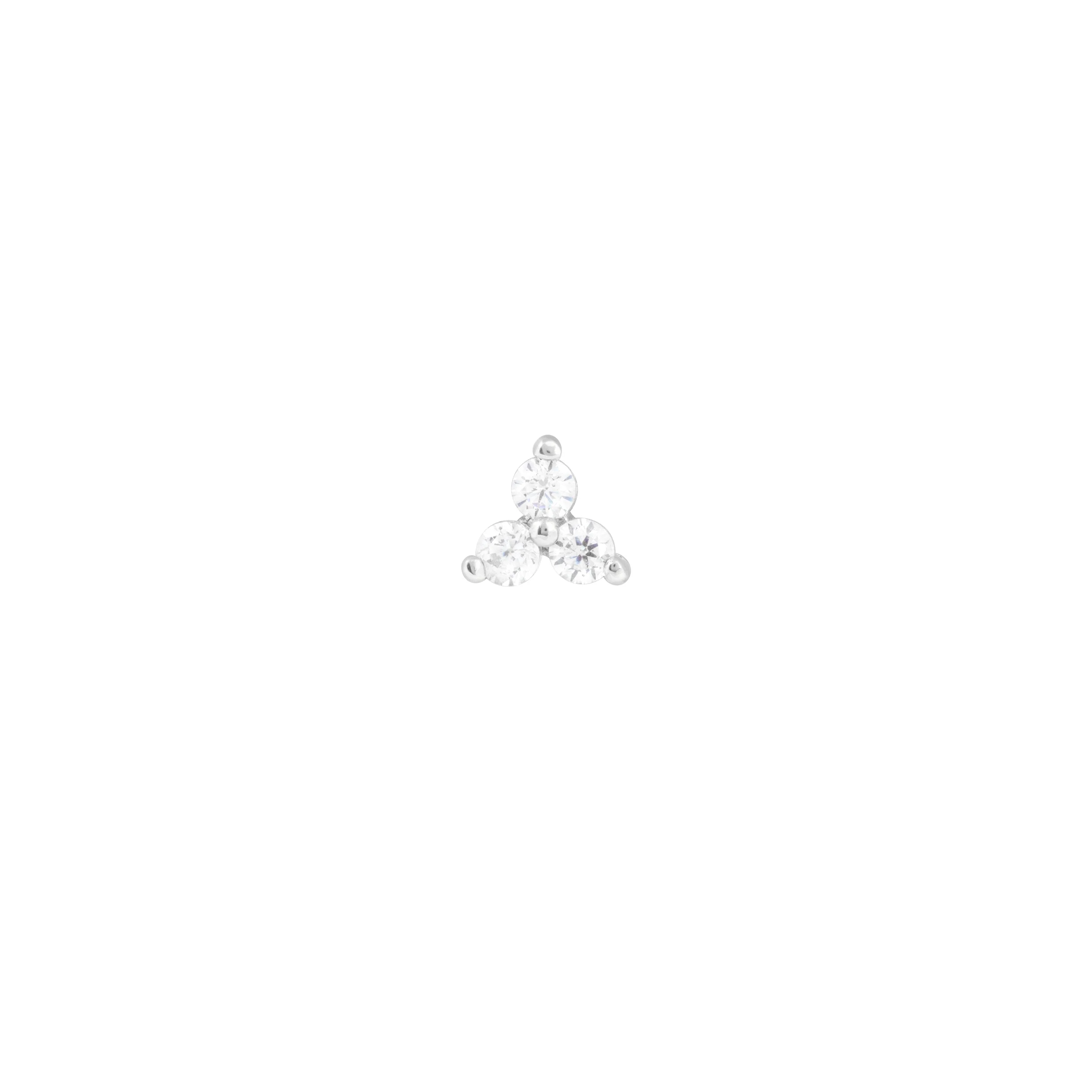 Triple Topaz Piercing Stud 6mm in Solid White Gold - Image 4
